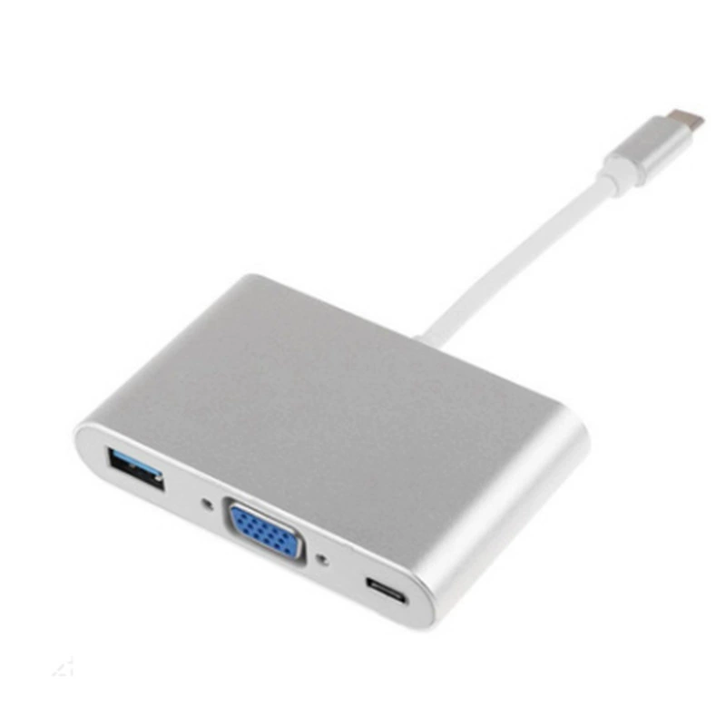 Прямая продажа от производителя USB 3.1 Type-C в VGA плюс USB с преобразователем питания, блок питания с тремя входами