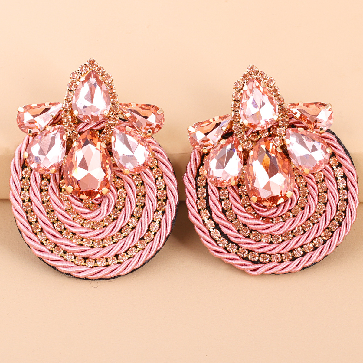 Rhinestone Geometric Round Exaggerated Earrings display picture 5