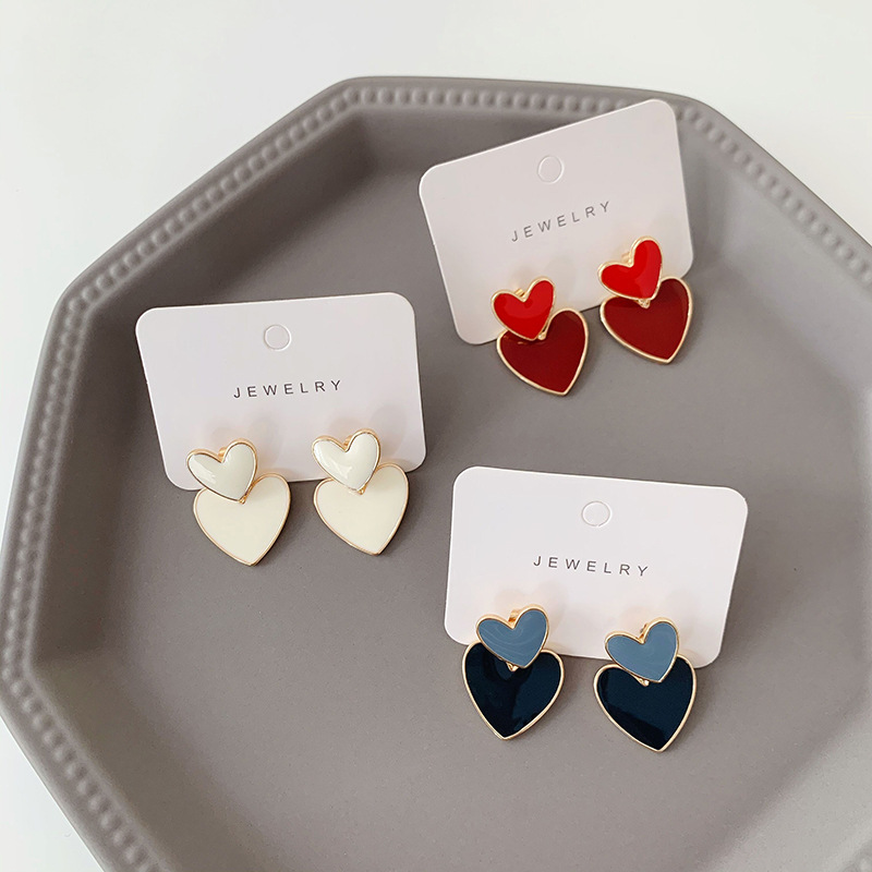 Cute Heart Shape Alloy Enamel Women's Drop Earrings display picture 4