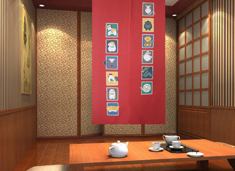 Factory direct Japanese fabric digital printing door curtain Zodiac 3 color optional wholesale and retail Factory direct Japanese fabric digital printing door curtain Zodiac 3 color optional wholesale and retail