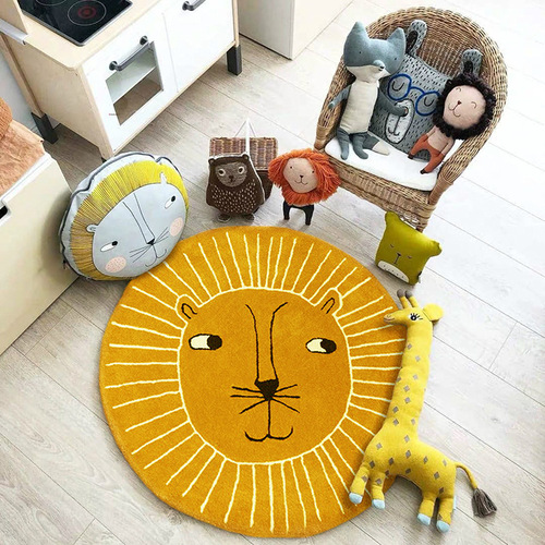 Cartoon round rug cute bedroom rug bed side thick mat children's room rug home use machine washable