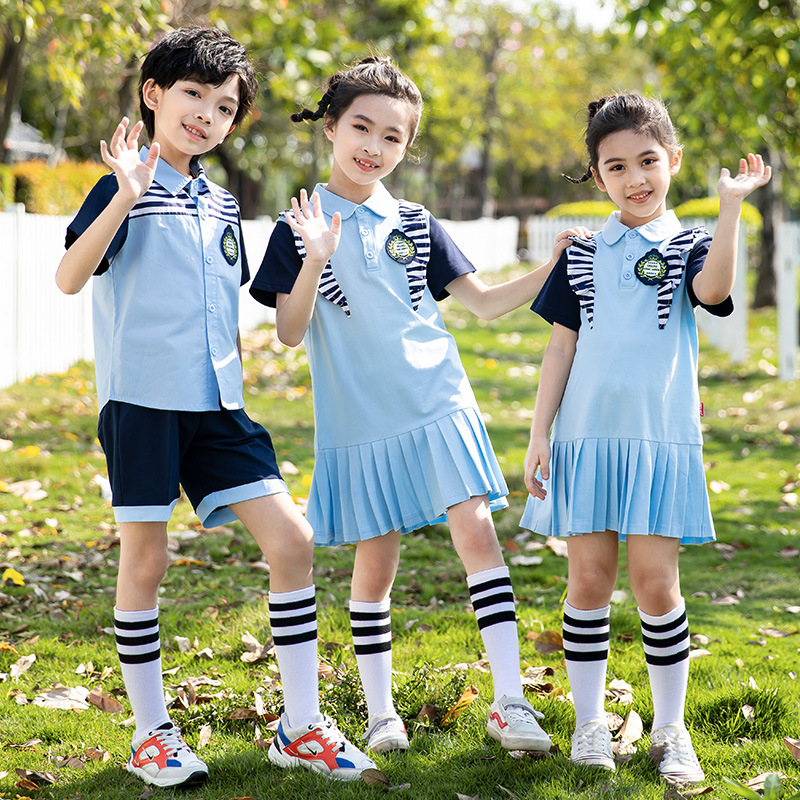 new pattern summer children Short sleeved Primary and secondary school students school uniform Athletic Wear Two piece set kindergarten Park service graduation Chorus dress