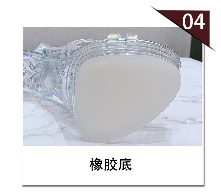 Giày sandal nữ gót nhọn trong suốt pha lê quai chéo mùa hè — Màu bạc, Màu vàng sâm panh chi tiết 9
