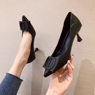 All-match fashion Tip Shallow mouth Small fragrant wind High-heeled shoes Stiletto Solid Single shoes French Work shoes On behalf of