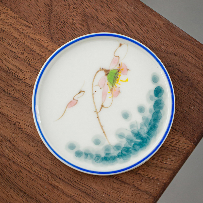 Taza de té de cerámica pintada a mano almohadilla de aislamiento creativo bandeja de té japonesa platillo taza de té estera taza de té titular de la taza de té ceremonia del té Accesorios