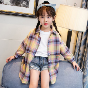 女童秋装格子衬衫2020新款韩版洋气上衣中大儿童时髦女孩长袖衬衣