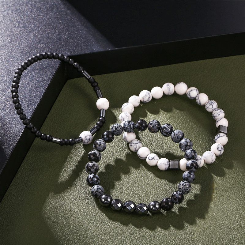 New Fashion Natural Stone Simple Elastic Bracelet Set Wholesale display picture 10