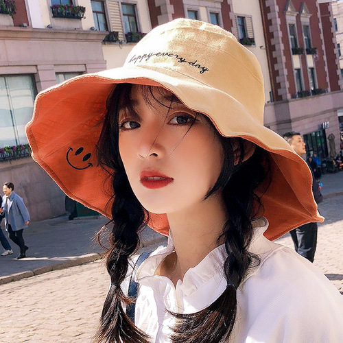 Double-Sided Fisherman Hat for Women, Japanese Style Large Brim Hat for Girls, Korean Version Fashion Summer Versatile Sun Hat, Sunshade Face Covering Sun Hat