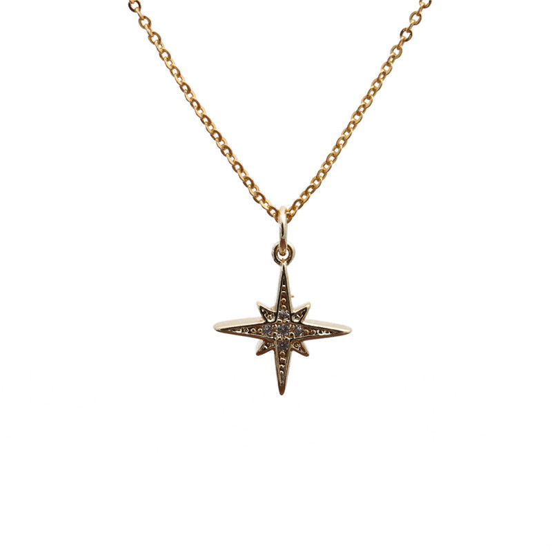 Micro-inlaid Zircon Six-pointed Star Necklace display picture 2