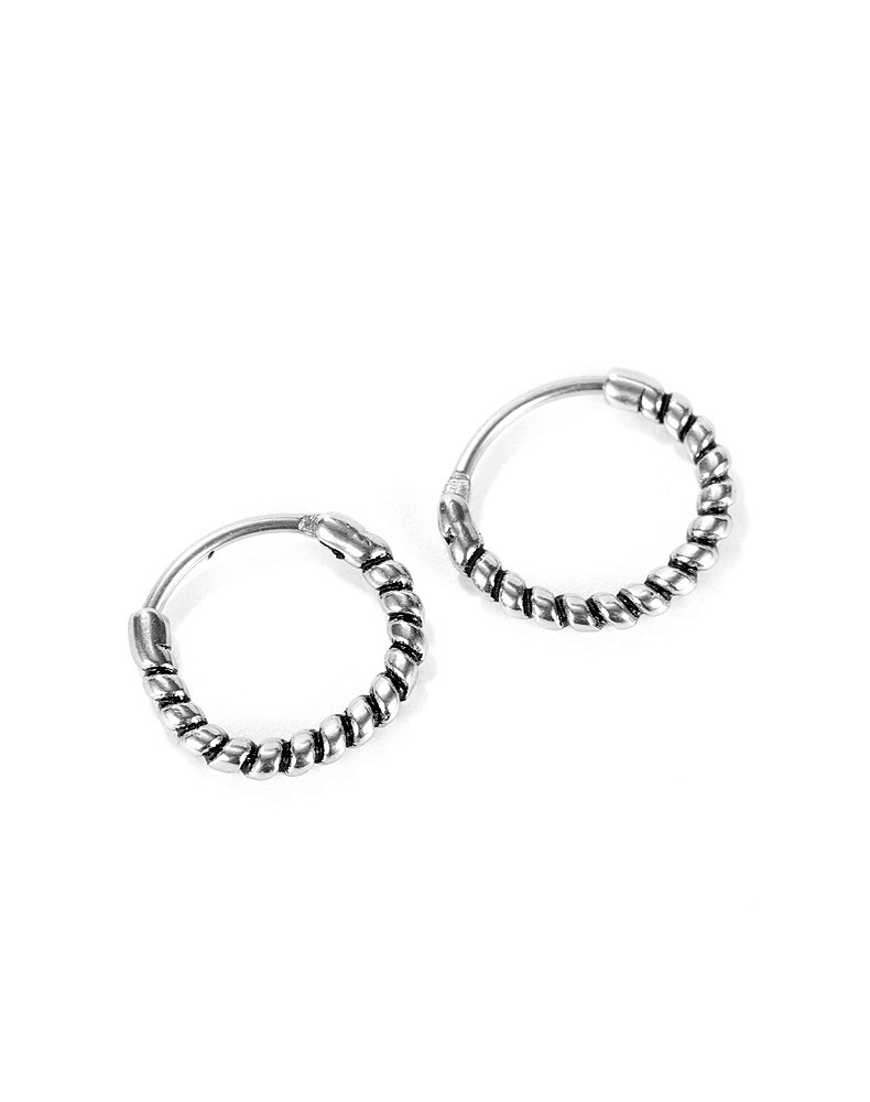 Nouvelles Boucles D&#39;oreilles En Acier Titane Pour Hommes À Courbe Sinueuse Rétro display picture 9