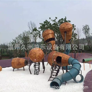 非标定制不锈钢滑梯商场网红民宿创意户外组合木质滑滑梯游乐设备