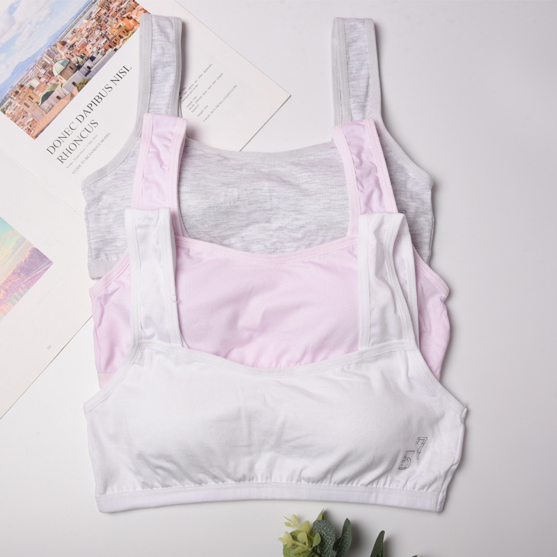New Girls' Bra Without Steel Rings Simple Comfortable Girls' Developing Breathable Thin Touch Cup Girls' Vest