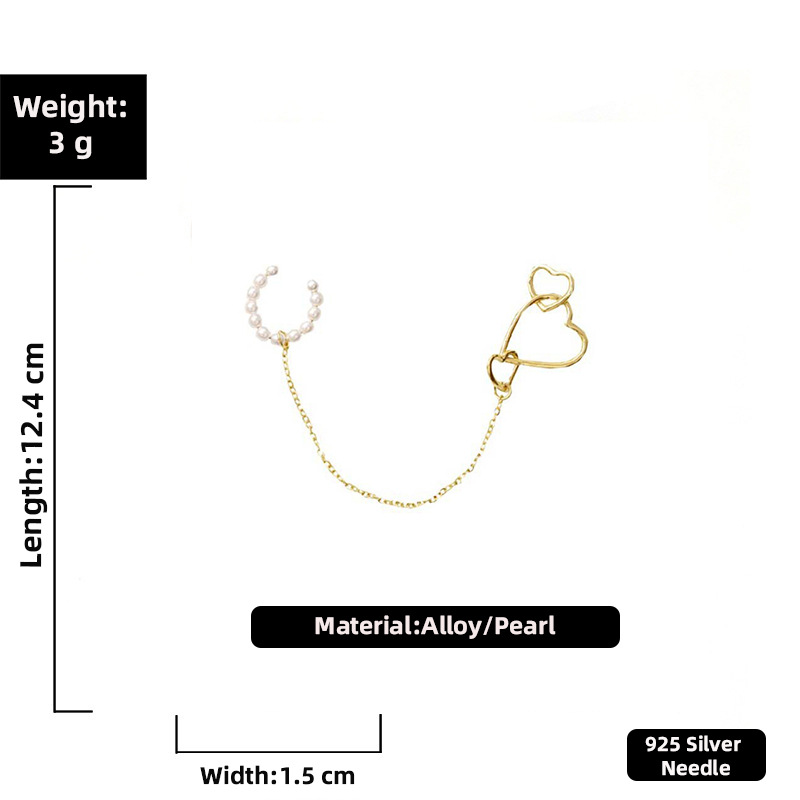 Fashion Pearl Heart Ear Bone Clip display picture 2