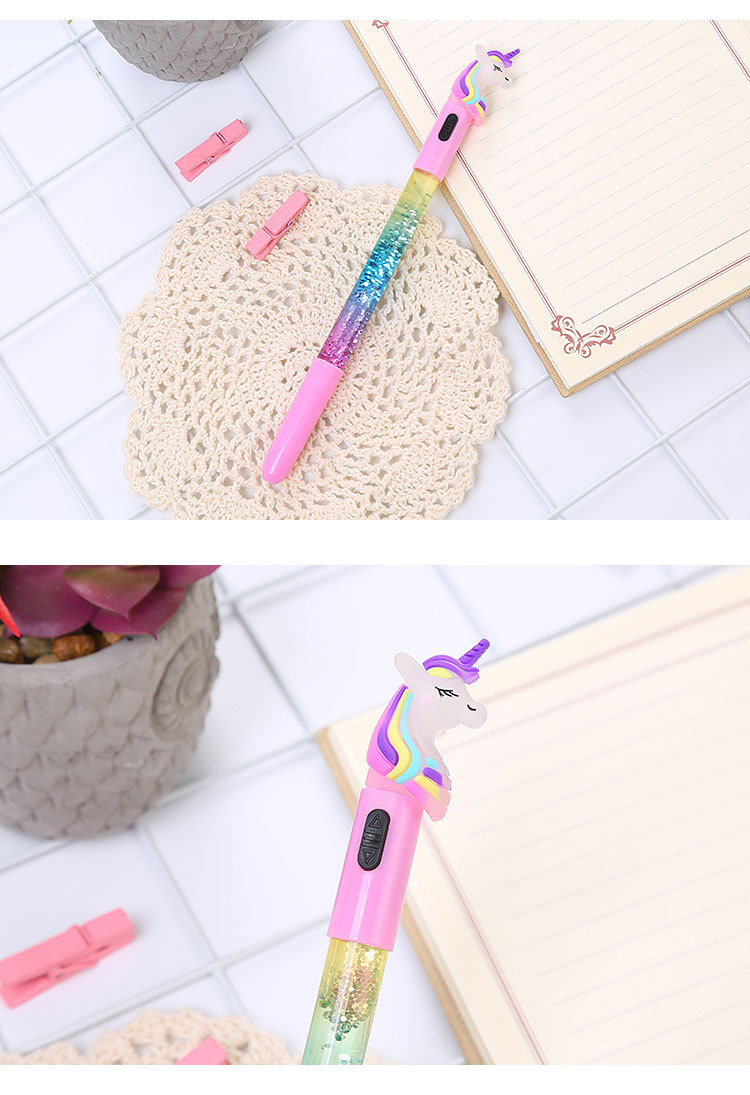 Unicorn Fairy Quicksand With Light Gel Pen Creative Glow Oil Quicksand Water-based Paint Pen Cute Student Stationery display picture 2