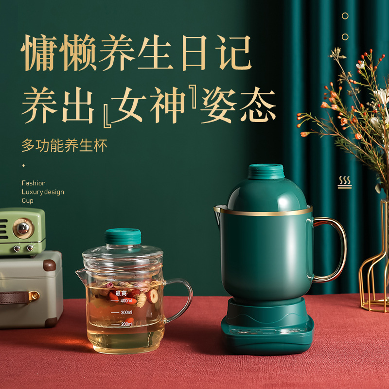 Multifunctional Electric Stew Cup, Ceramic Health Kettle, Electric Heating Cup, Porridge, Soup, Stew Pot, Flower Teapot, Women's Day Gift