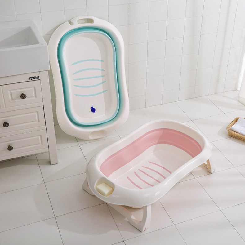 婴儿浴盆折叠式大号宝宝洗澡盆家用新生儿用品加厚儿童泡澡桶浴桶|ru