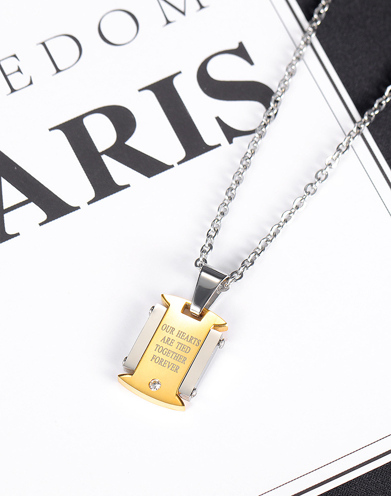 Hot Selling Personality Trend Square  Titanium Steel Couple Necklace Nihaojewelry Wholesale display picture 3