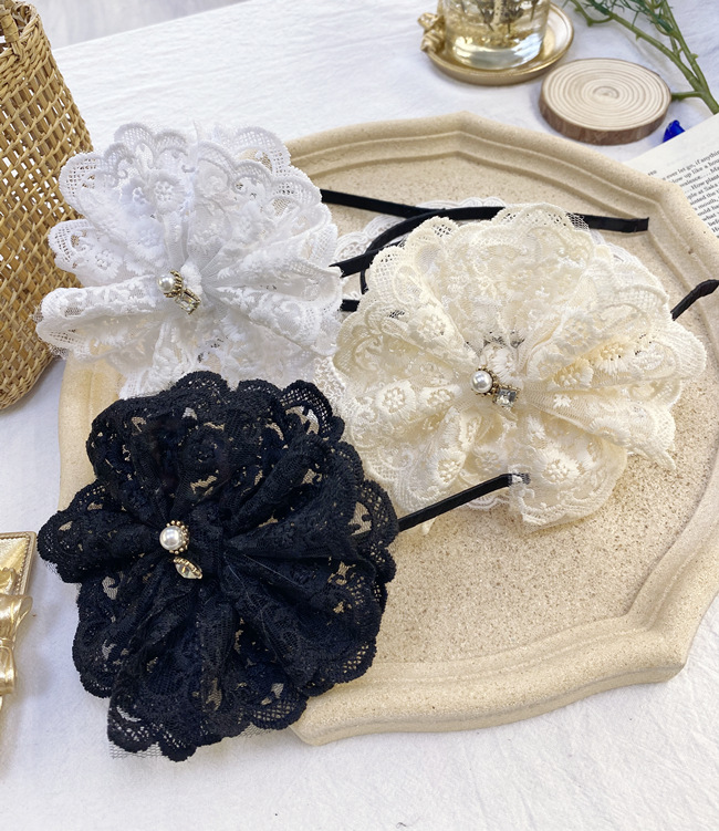 Korean Lace Pearl Bow Headband Simple Princess Hair Bundle Ladies Hair Cave Wash Wholesale Nihaojewelry display picture 4