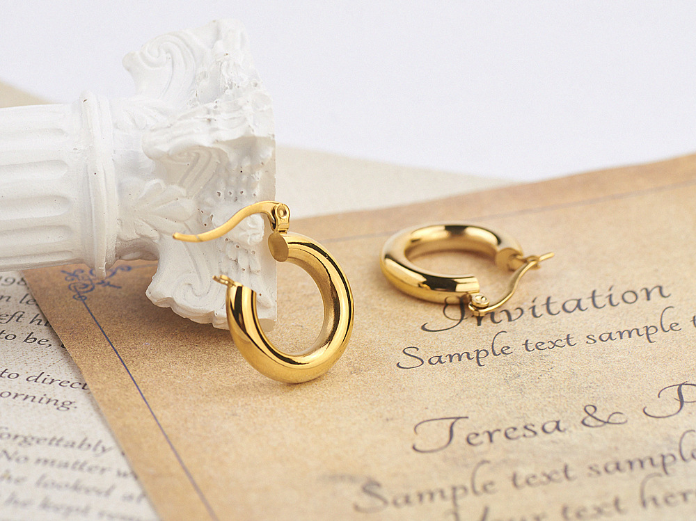 18K Gold Plated Plating Material Hoop Earrings Classification 1 Pair Quantity 1 Pair Simple Style U Shape Plating 304 Stainless Steel 18K Gold Plated Stainless Steel Earrings