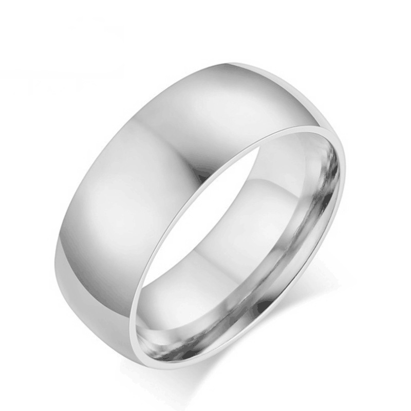 8mm Korean Fashion Stainless Steel Smooth Plain Ring Wholesale Nihaojewelry display picture 4