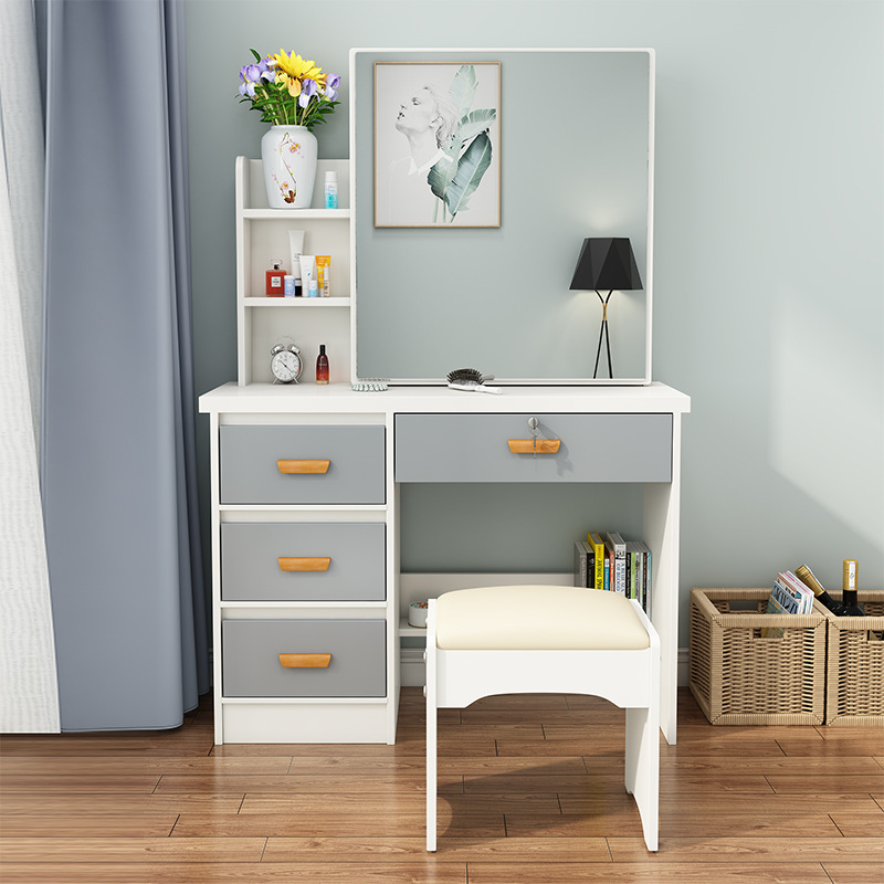 廠家直銷梳妝台推拉化妝台梳妝台臥室簡約帶燈化妝台批發壹件代發