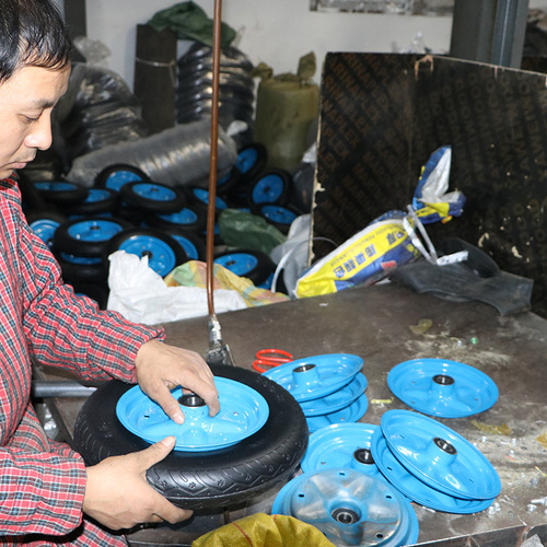 14-inch 300-8 plywood solid wheel silent rubber wheel heavy-duty construction site trolley bucket truck trailer wheel caster