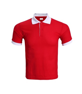 group factory T-Shirt Color matching Bright red white collar Short sleeved Lapel POLO Sweater