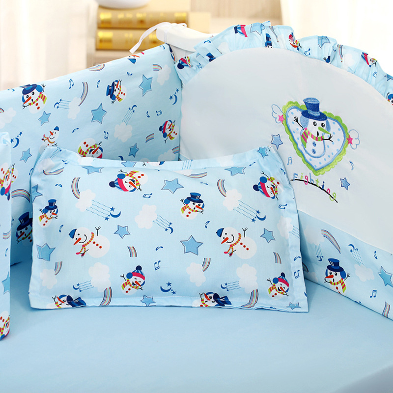 baby Bedclothes Embroidery Bed around Kit Cotton Autumn and winter baby Bed curtain Five-piece pure cotton Washable