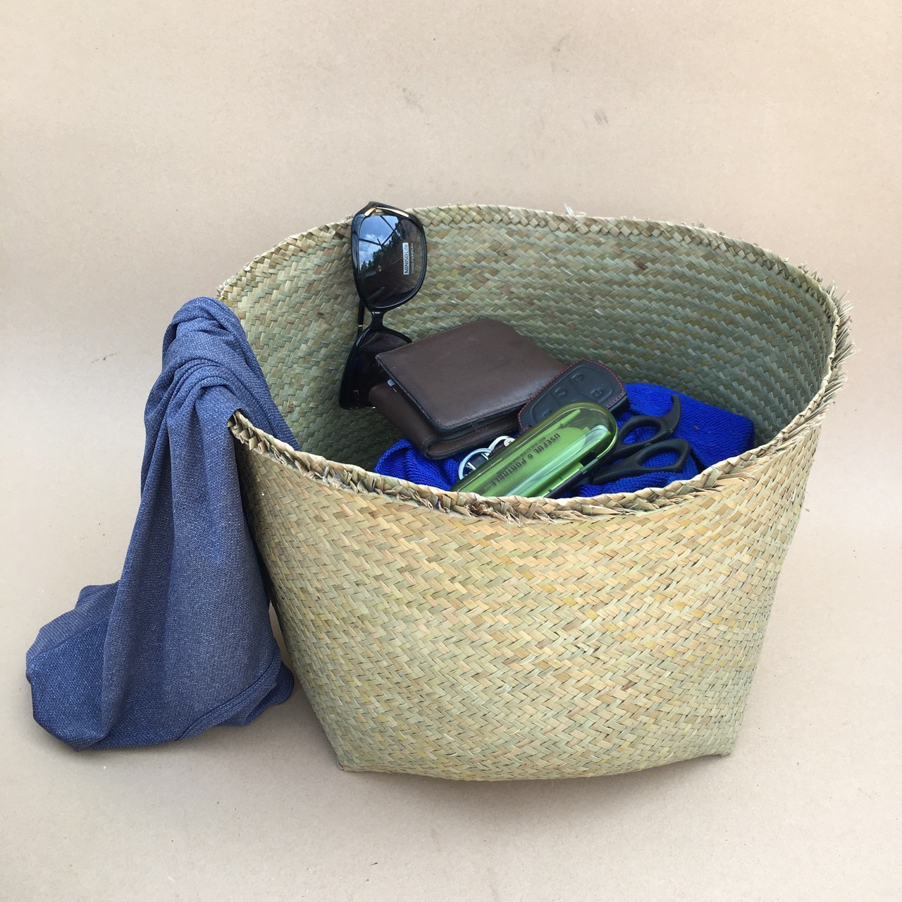 古拾尚手工編織收納桶 衣服雜物雜物 非藤編收納桶 草編收納桶