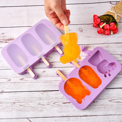 Silicone ice cream mold cartoon creative 3-link popsicle mold with stick home-made ice cream mold with lid