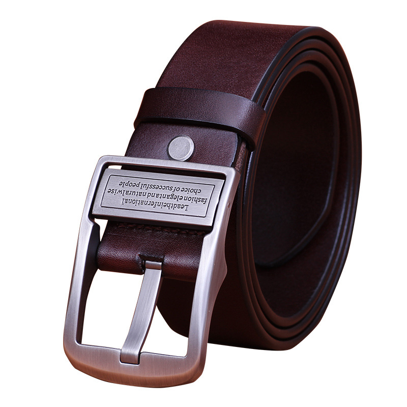 皮带男真皮青年针扣头层纯牛皮百搭中年男士裤带韩版潮流休闲腰带|ms