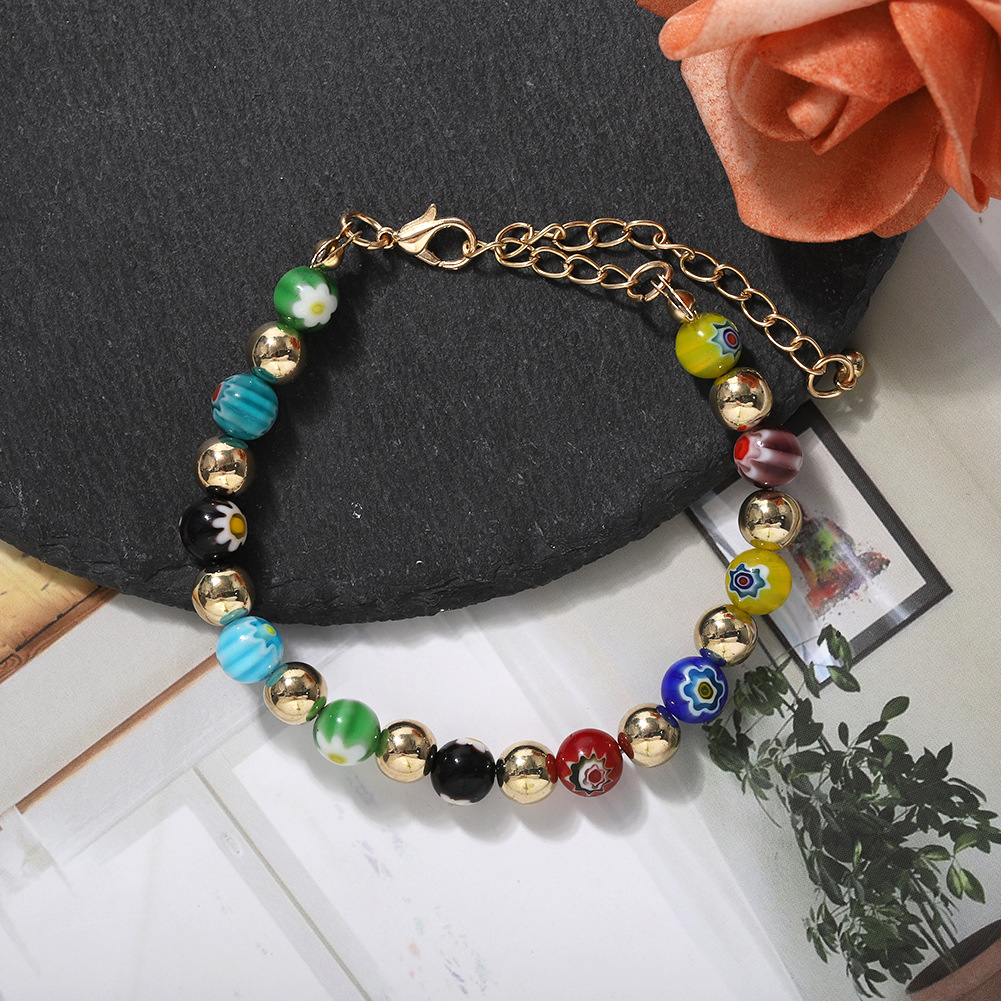 Croix-frontière Vente Chaude Main De Mode Perles Fleurs Imprimer Réglable Bracelet De Femmes Tous-match Approprié Pour Voyage Et Vacances Bijoux display picture 6