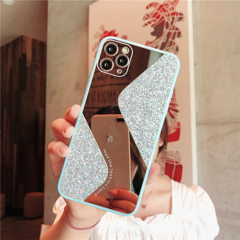 S-shaped Glitter Mirror  Iphone11 Huawei P40pro Candy Color Glass  Phone Case display picture 6