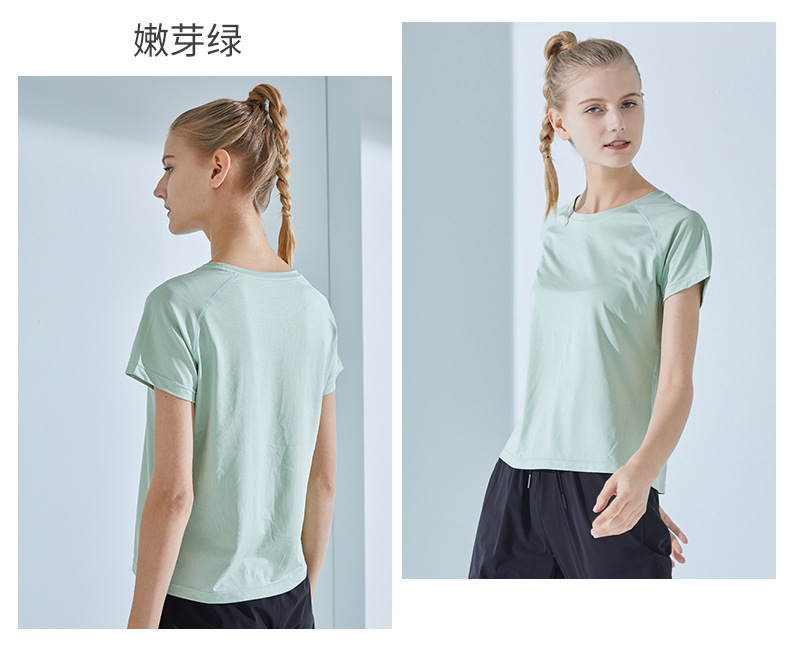新款短袖纯色速干t恤女夏季圆领速干衣定制印logo女士户外运动t恤详情图16
