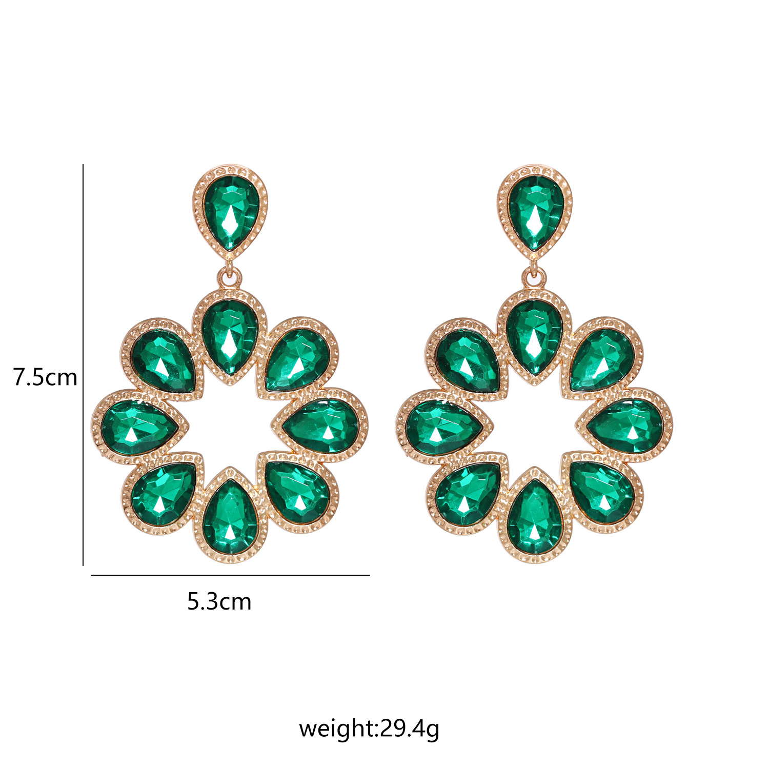 Korean New Fashion Wild Green Full Diamond Artificial Crystal Earrings display picture 21