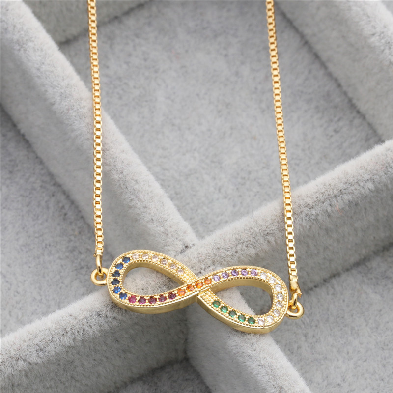 Mode Simple Collier En Cuivre 8 Mots Infini Amour Micro-ensemble Collier En Zircon En Gros Nihaojewelry display picture 12