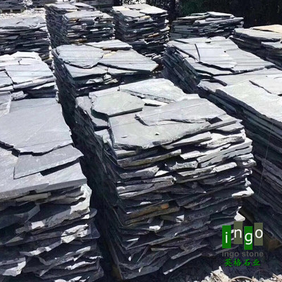 厂家直销天然青石板 不规则乱型板碎拼石 园林铺路文化石碎拼板岩|ru