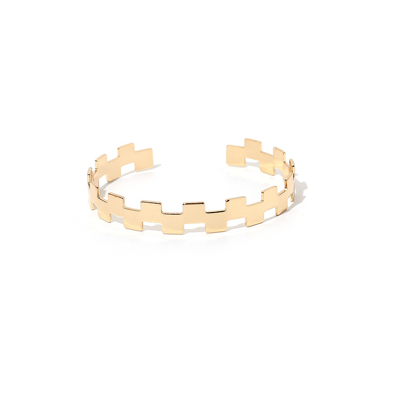 Roman Numeral Open Bracelet Fashion Style Women's Gold Hollow Geometric Irregular Bracelet Jewelry Wholesale Nihaojewelry display picture 15