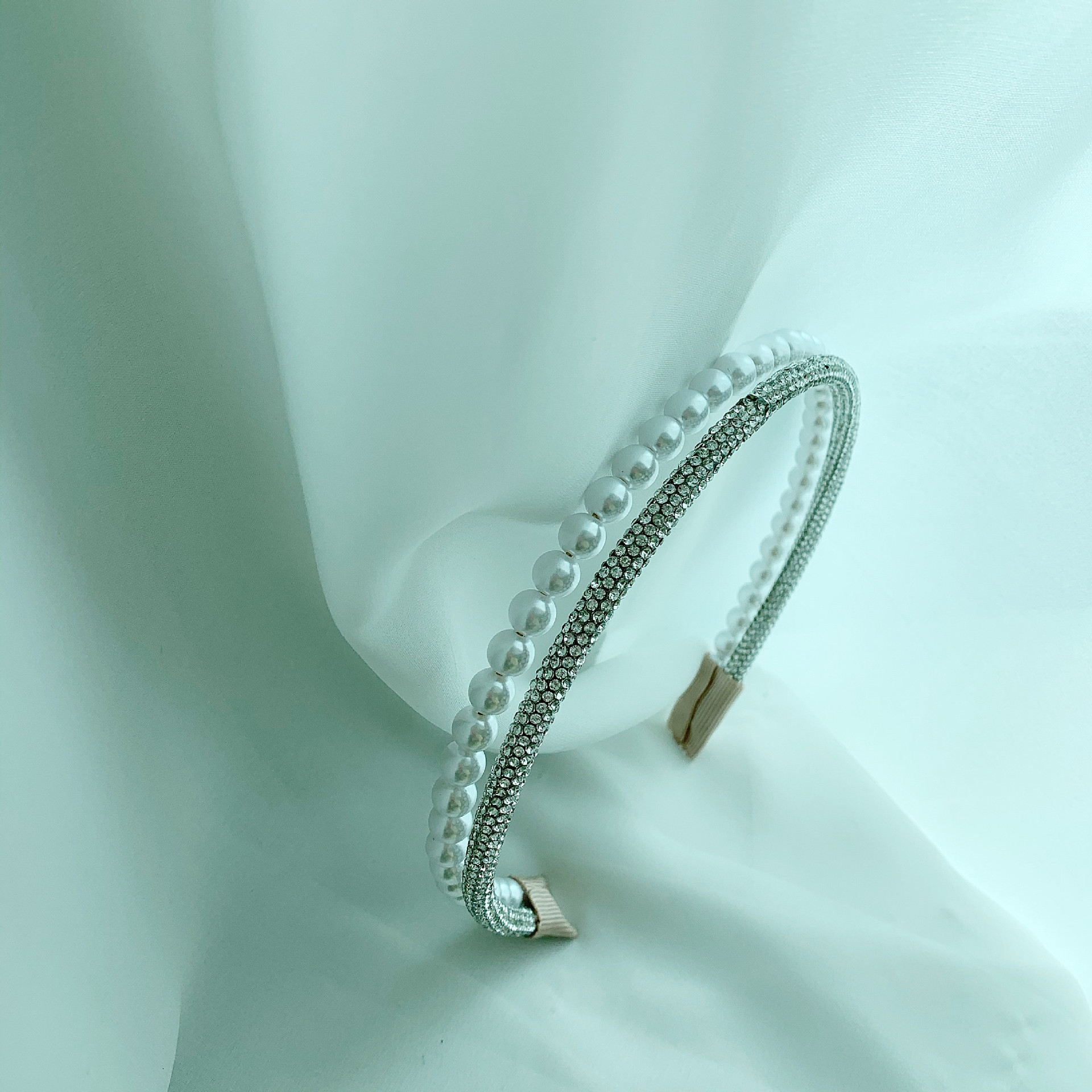 Retro  Pearl Diamond Double Headband display picture 4