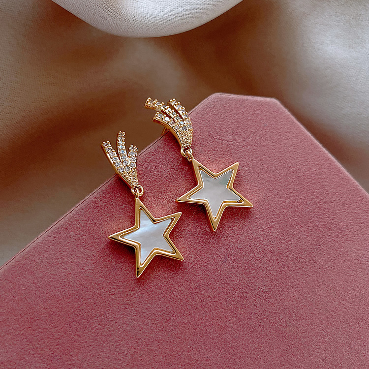 Fashion Five-pointed Star Sterling Silver New Trendy Korean Earrings For Women display picture 7