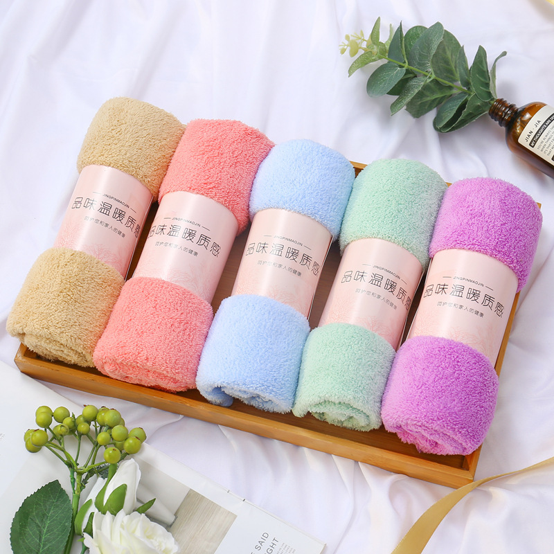 High density coral fleece trimming towel microfiber makeup remover beauty gift printable logo towel wholesale