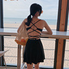 new pattern Korean Edition Skirt Conjoined Swimsuit 2020 Backless Bandage Solid fresh Flat angle conservative hot spring Swimwear