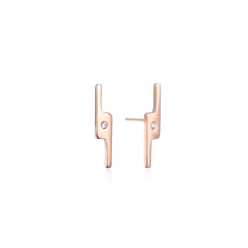 Chapado en oro rosa relámpago s925 pendientes de plata elegante moda viajero Cuello Blanco OL pendientes femeninos fuente fábrica al por mayor