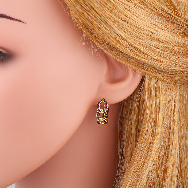 Hip-hop Micro-inlaid Zircon Twist Earrings display picture 2