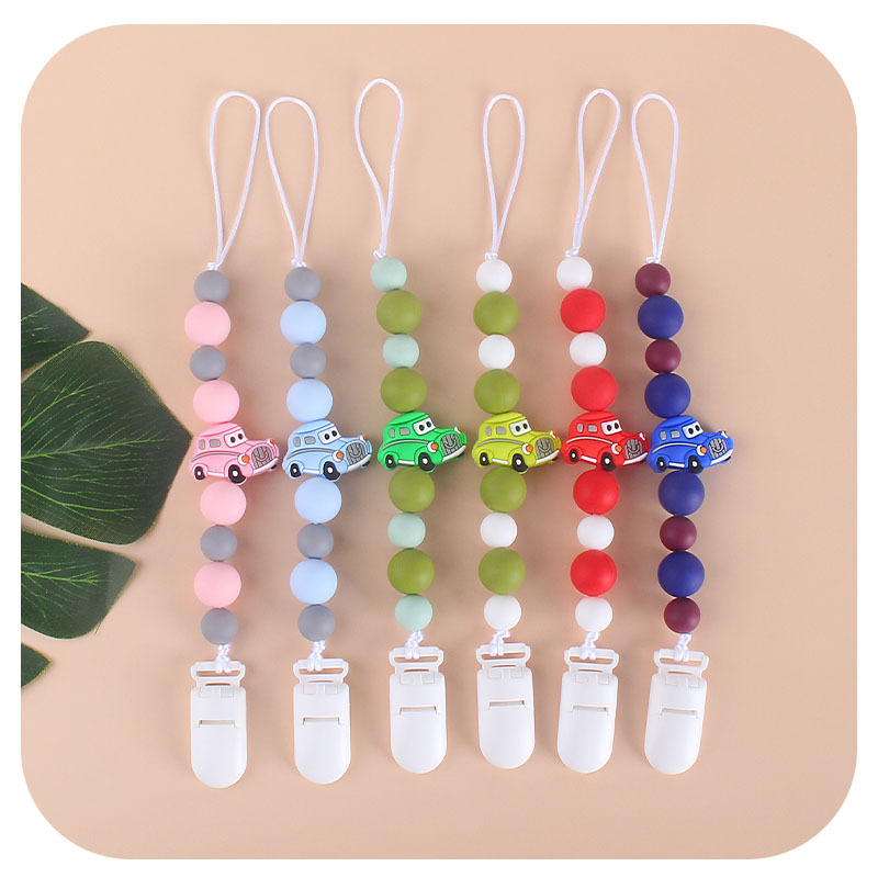 Bebé teether juguetes teether palo clásico coche de silicona chupete cadena anti-gota de la cadena de venta caliente teether traje