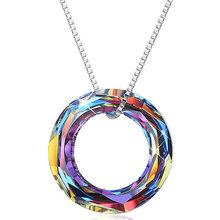 奥地利水晶圆形魔幻锁骨链欧美跨境亚马逊简约吊坠炫彩施家项链女