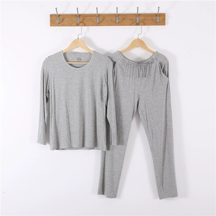 Men’s long‑sleeve pajama set, long trousers and top, plus sizes L–8XL, modal blend
