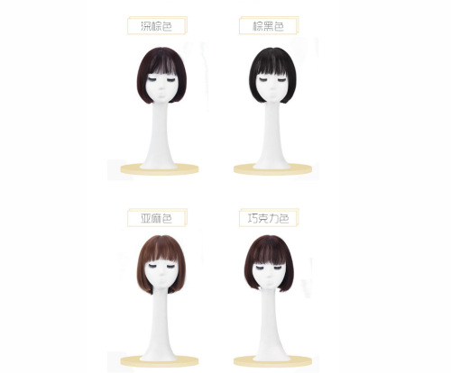 Female short hair wig round face hair set bob head air bangs temperament face repair clavicle hair full headgear