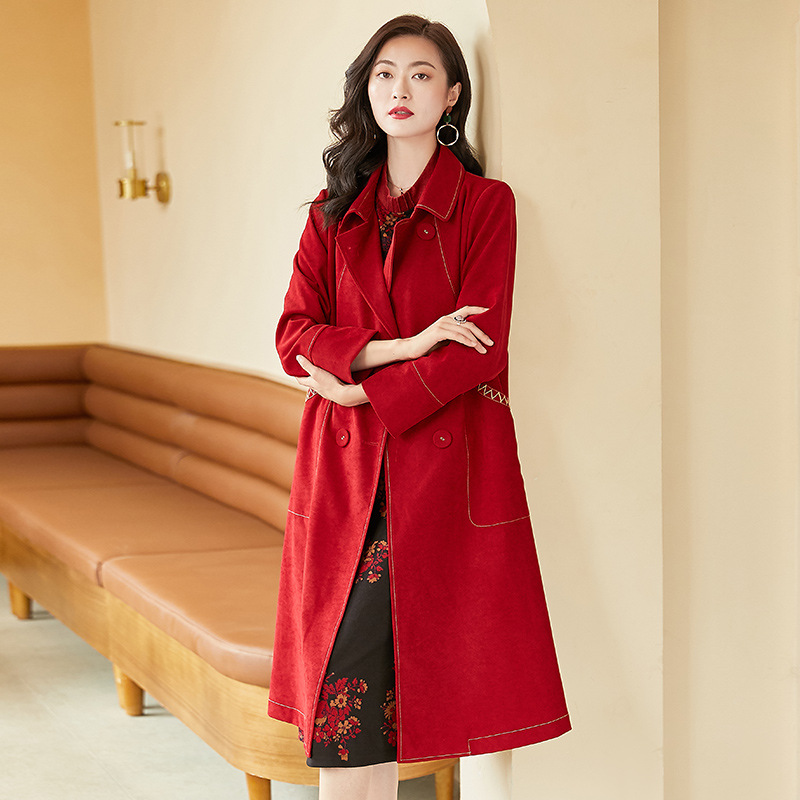 Quality models 2020 Autumn England temperament Easy Show thin Solid Lapel Overknee Windbreaker coat have more cash than can be accounted for Cardigan