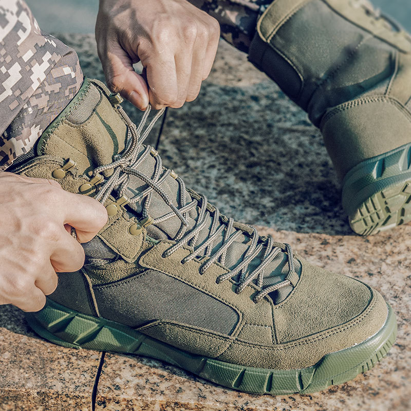 Outdoor high-top desert tactical boots Green extreme war men spring and autumn breathable hiking shoes combat boots_voghion.com